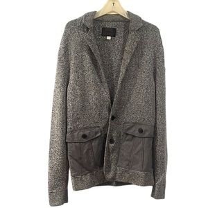 FOSSIL NASH MENS HEAVY KNIT CARDIGAN SWEATER GRAY SIZE SMALL